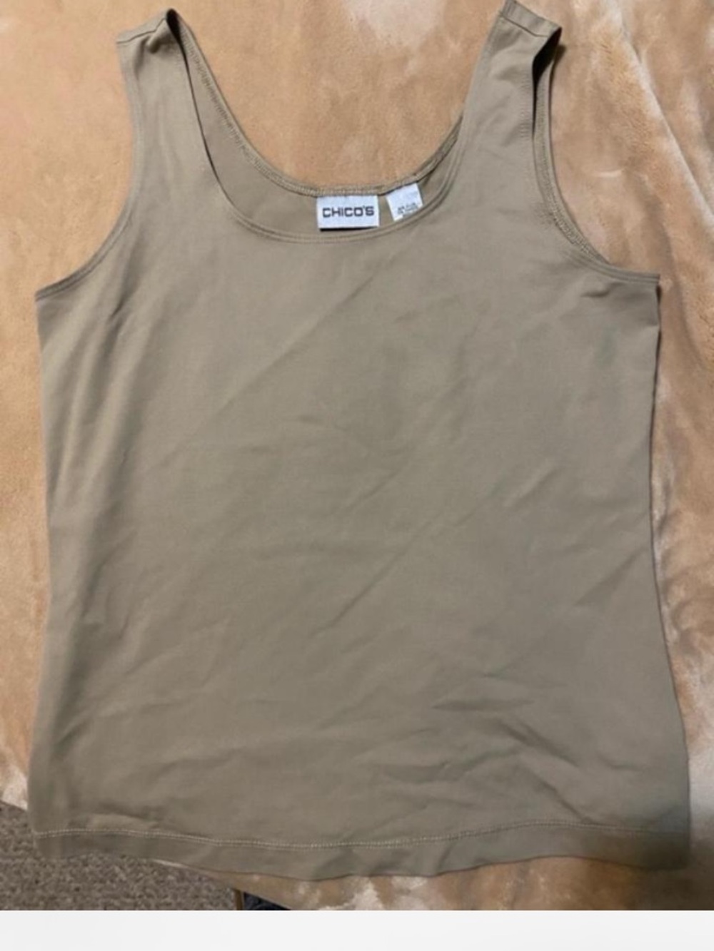 Chico's Sleeveless Scoop Neck Tank in Beige Sz S
